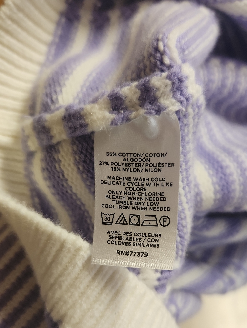 Ann Taylor Purple/White Short Sleeved Sweater, Women's Size Medium, EUC - Picture 4 of 4